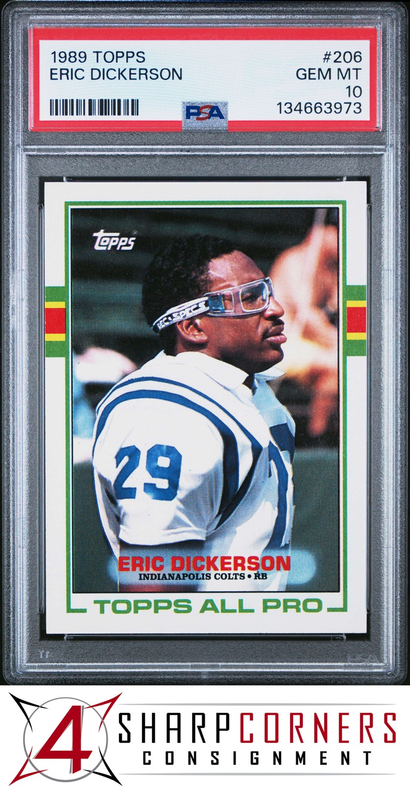 1989 TOPPS #206 ERIC DICKERSON COLTS HOF PSA 10