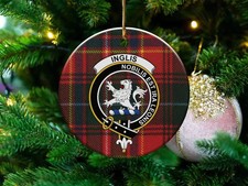 Inglis Clan Scottish Tartan Crest Ceramic Ornament