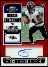 2023 Panini Contenders Optic #142 Zay Flowers Red #/125 Rookie On Card Auto G2. rookie card picture