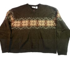 Vintage NORTH CREST 100 Wool Knit Sweater Dark Green Men's 2XL , 26  X 48  