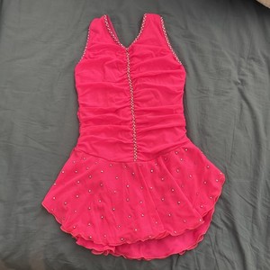 Girls Skating Dress Custom Sewn Paid $400 Child Age 4-6 FIRST SOLO TYPE Fuscia