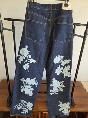 7 For All Mankind Blue Denim Floral Women's Cotton 5-Pocket Jeans