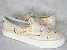 Madewell Sidewalk Slip-on Sneakers Beige Canvas Paint Splatter Women's Size 8M