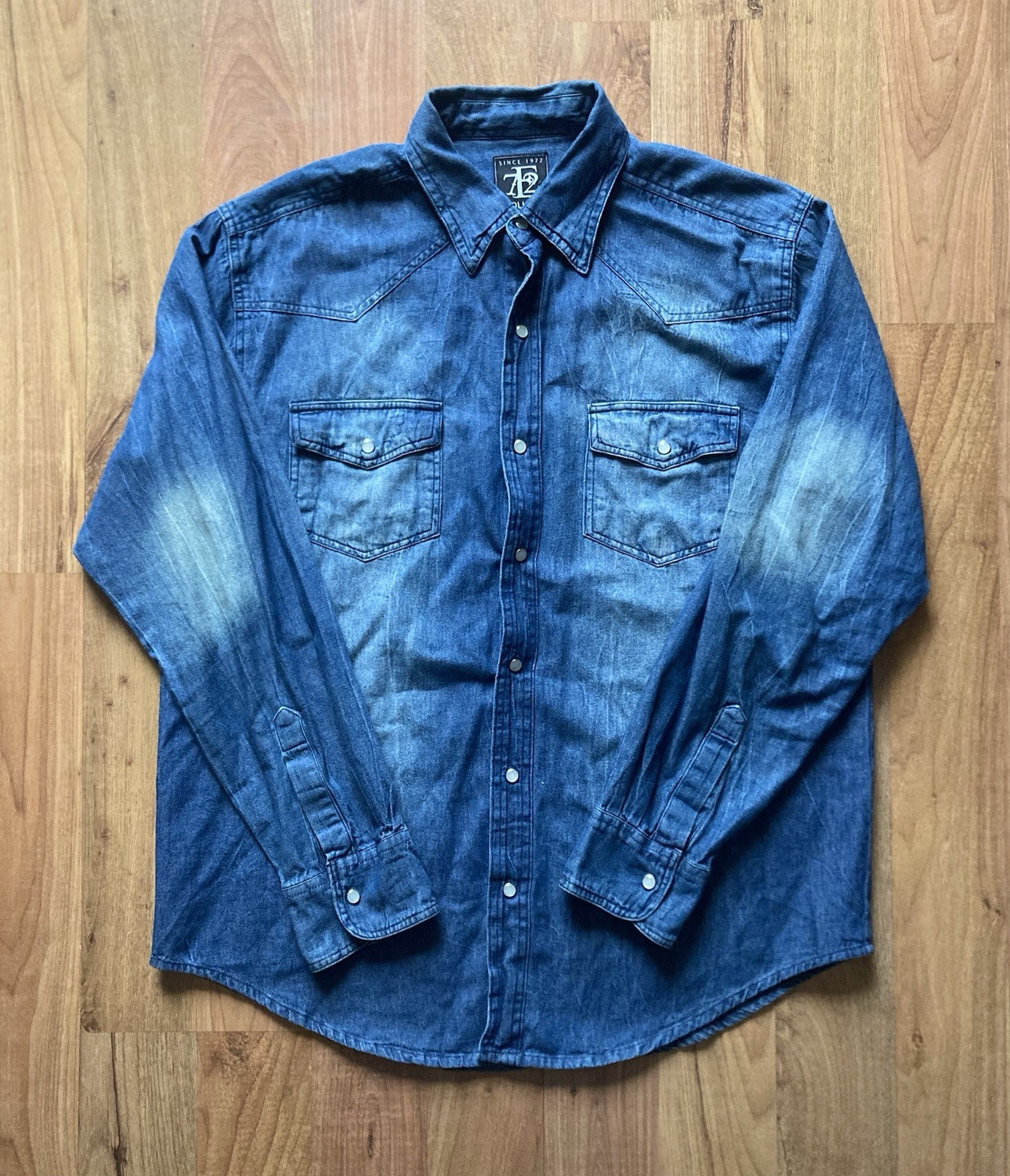 Evolution In Design Pearl Snap Down Distressed He… - image 1