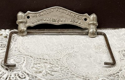 Antique Toilet Paper Holder McCarten  Plumbing Co. Marshalltown, Iowa  VERY RARE