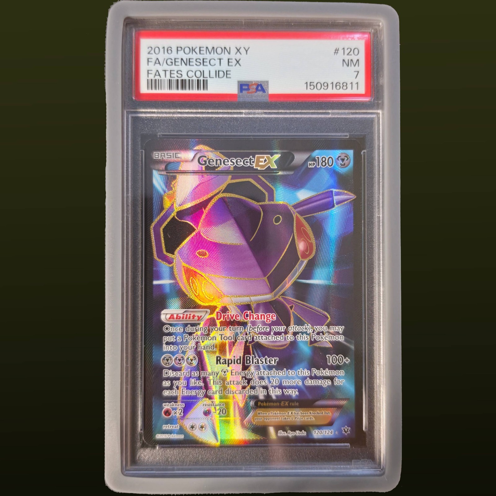 2016 POKEMON FATES COLLIDE GENESECT EX FULL ART #120 PSA 7 NM