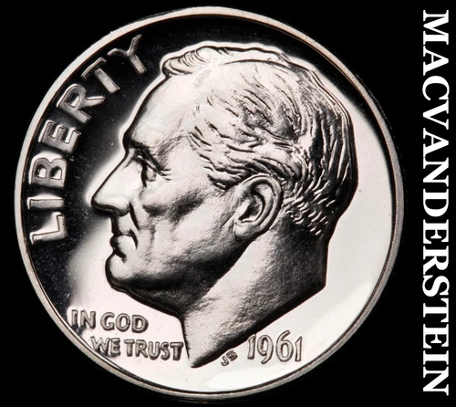 1961 Silver Roosevelt Dime - Choice Gem Proof  Lustrous  No Reserve  #G8395