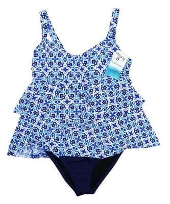 Swim Solutions Tummy Control Bust Support Up to D Cup One Piece Bathing Suit NWT