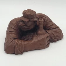 Whiskey Bottle “Drinking Man” Red Mill Mfg Figurine Handcrafted R. Wetherbee 80s