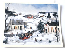 Christmas Card Lang Sleigh Bells Ringing Linda Nelson Stocks Village Scene