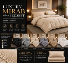 Soft Luxury 4 Pcs Ruffle Complete Duvet Cover Bedding Set Single Double King