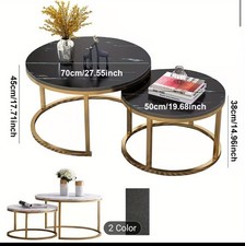 Nesting Coffee Tables Set of 2 Round Stacking Sofa Side Tables for Living Room