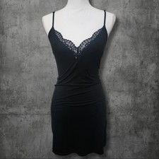 Victoria  s Secret Black Lace Trim Slip Dress Womens Large Y2K Lingerie
