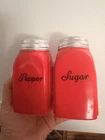 Vintage McKee Pepper & Sugar Roman Arch Glass Range Shaker Red
