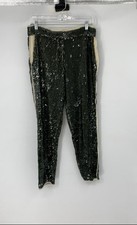 Zara Womens Green Classic Sequin Pockets Straight Leg Ankle Pants Size Small
