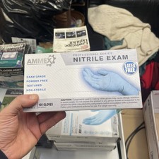 Ammex Nitrile Exam Gloves Sz Small Blue 100 Per Box 3 Mil
