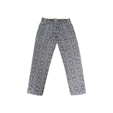 Jigsaw Linen Black and White Geometric Print Straight Ankle Trousers Size 12