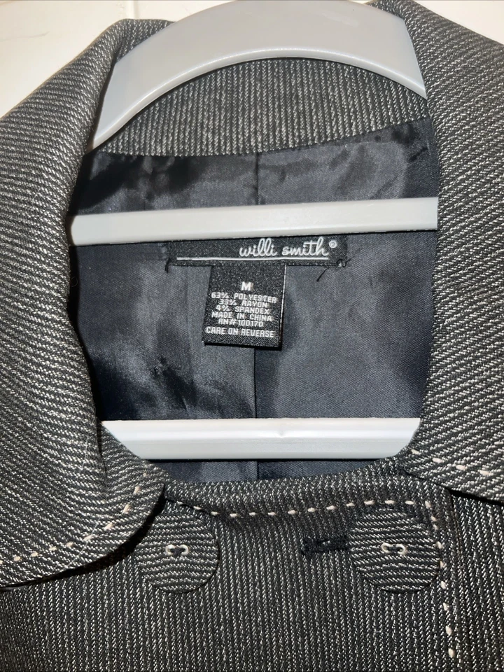 Blazer Top Chaqueta Recortada Willi Smith Para Mujer Manga 3/4 Botón Cuello Frontal M Foto 3 de 4