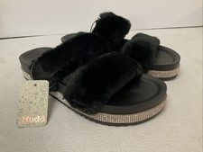 Woman s MUDD Double Fur Rhinestone Sandals Sz 9 NWT