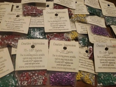 Eyelets 450 (6 75-packs) Assorted Colored Metallic 1/8'' Scrapbook Crafting LOT