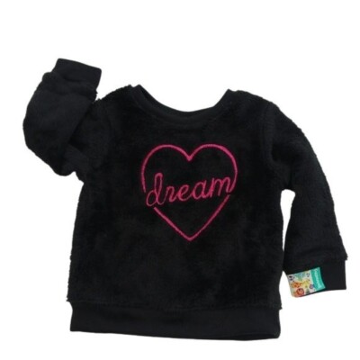 Garanimals Sweatshirt Baby Girl Size 12 Months Black Fleece Dream Heart Winter
