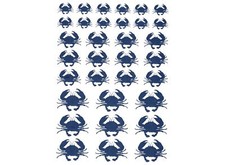 Crab 33 pcs 0.5 to 1 Inch Blue Fused Glass Decals