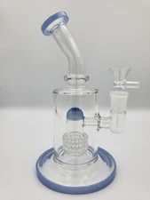 Glass Showerhead Rig 8" High Quality Glass Pipe. Bentneck stemless Rig