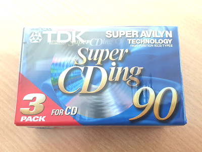 3 TDK 90 Super CDing Avilyn Technology MC Audio Cassette Tape NEU OVP versiegelt