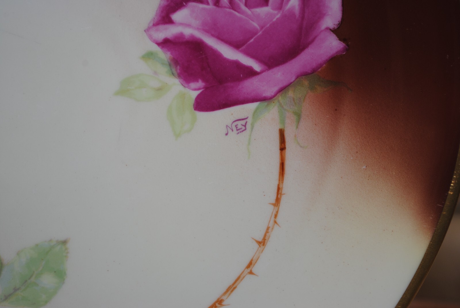 Impressive Antique Charger Norma Beauty Rose HR/  BT Co. Germany/ Signed