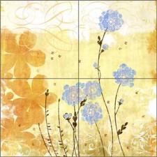 Floral Tile Backsplash Evelia Flower Art Ceramic Mural OB-ES80a