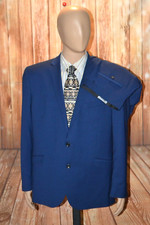 Kenneth Cole Men Reaction Navy Blue Techni-Cole Dual Vent Suit Sz 46R Wst 39x28