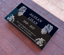 12x24x0.45 inch Human Headstone, Tombstone, Grave Marker, Diamond Engraved