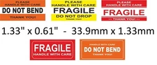 FRAGILE STICKER 1.33" x 0.61"  FRAGILE HANDLE WITH CARE Stickers Do Not Bend