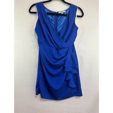 Papaya Women's Faux Wrap Deep V-Neck Mini Dress Size L (Fits Like a S)