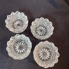 Antique Set of 4 Salt Cellars American Brilliant Cut Glass