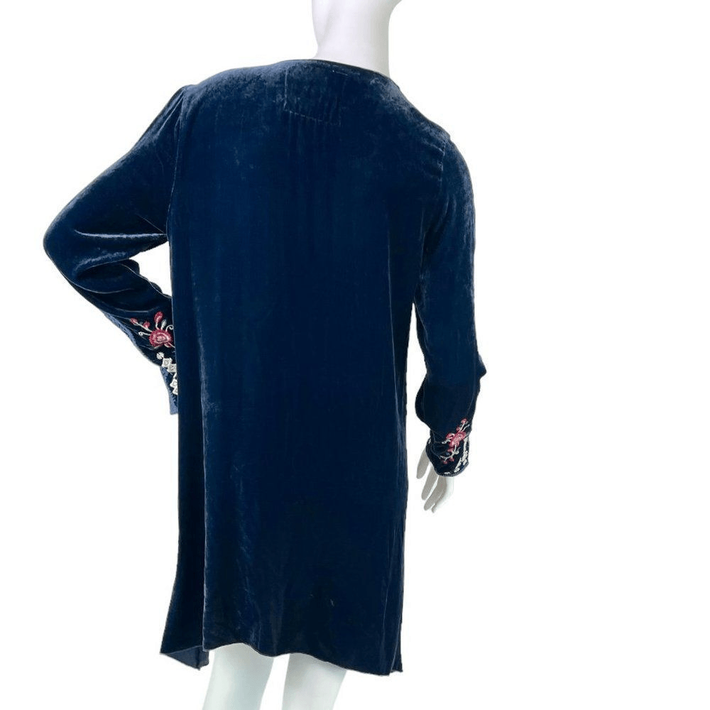 johnny was blue velvet dress Johnny Was - Liona Velvet Kimono Sleeve Dress