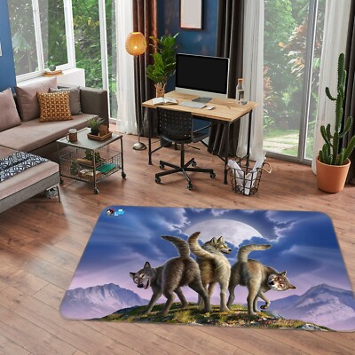 3D Moon Wolf ZHUA010 Game Non Slip Rug Mat Photo Carpet Jerry LoFaro Zoe
