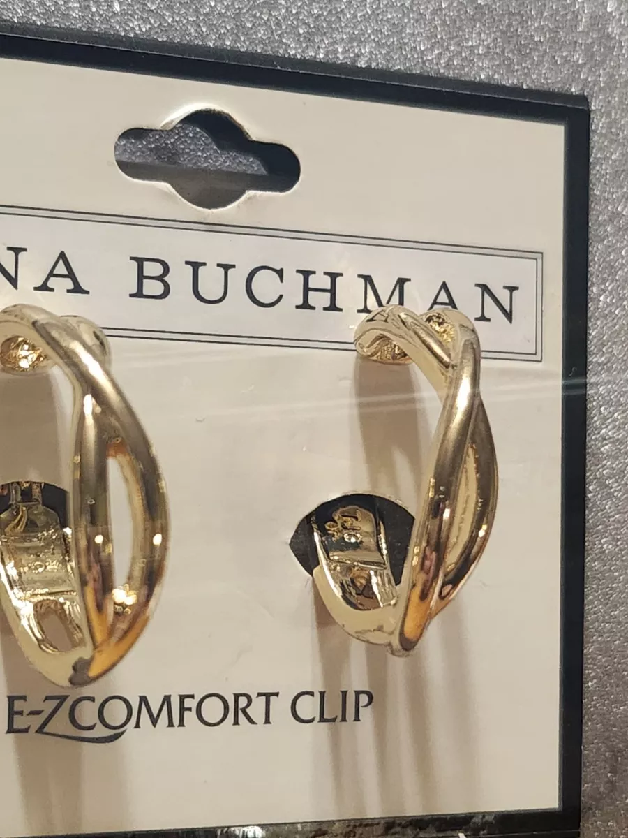Dana Buchman Gold Tone Twist CLIP ON Hoop Earrings 7 8