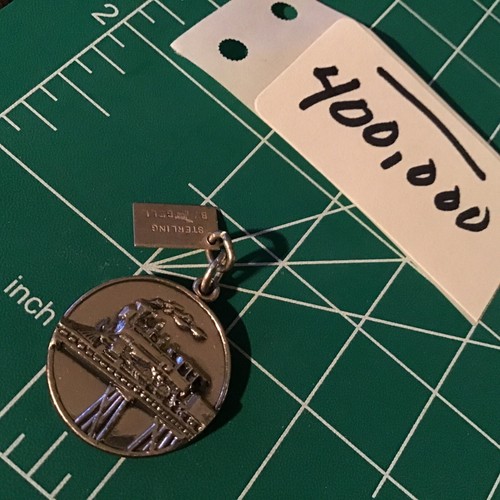 Vintage Sterling Silver Silver Dollar City Train On Bridge Disc Charm Bell