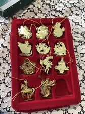 Vintage gold miniature Metal Standing Christmas ornaments 1946 Kurt S.Adler