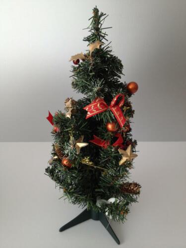 Weihnachten Tannenbaum Christbaum geschmückt künstlich mit Lied grün rot VINTAGE - Bild 1 von 9
