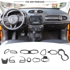 12x Carbon Fiber Center Console Set Decor Cover Trim Kit for Jeep Renegade 2016+