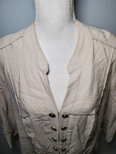 Roz & Ali Beige Tan Knit Linen Feel Jacket Button Front Women's Size 2X. - Picture 2 of 10