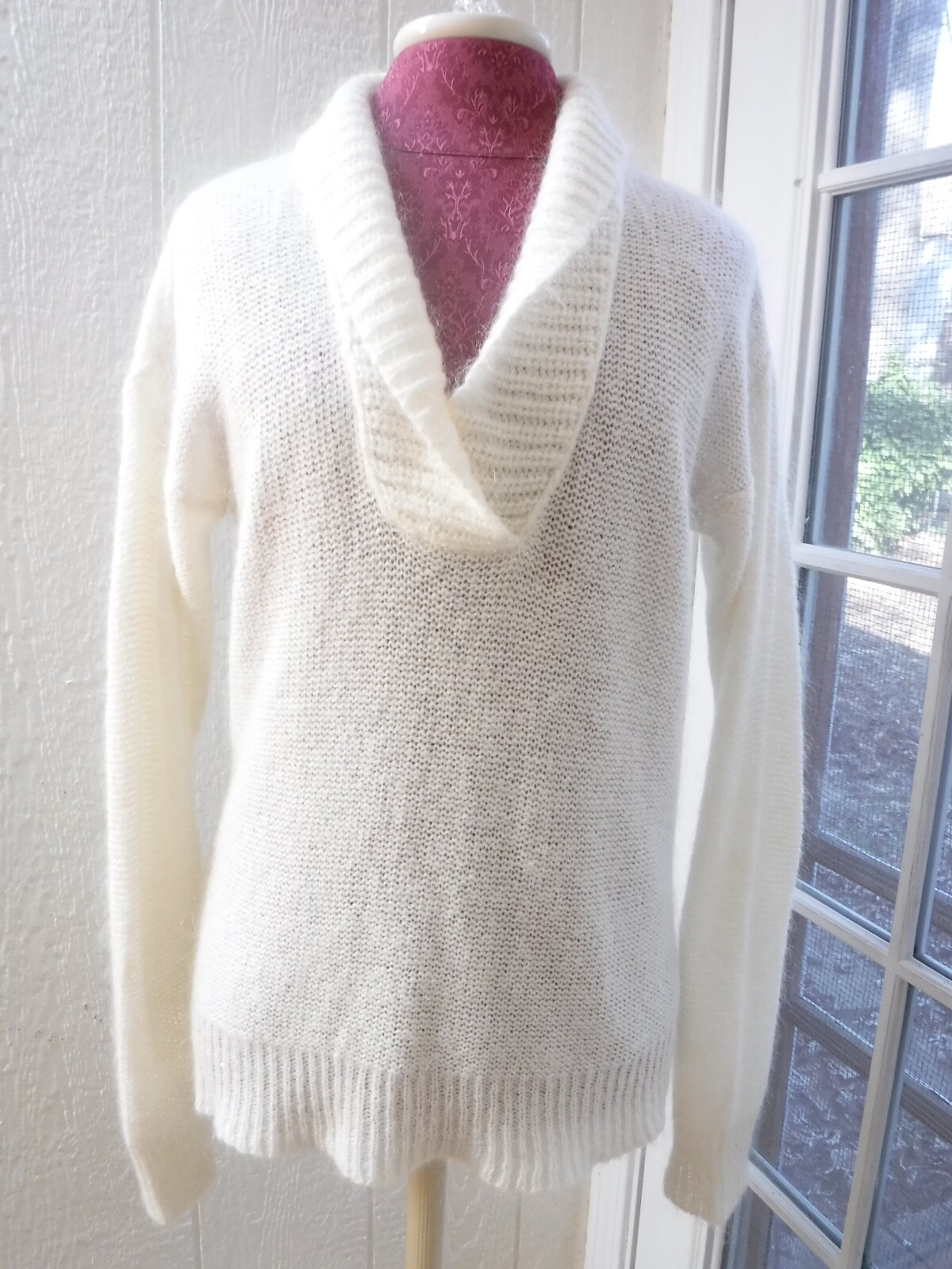 J.Crew Ivory Mohair Blend Shawl Collar Long Sleeve Sw… Gem