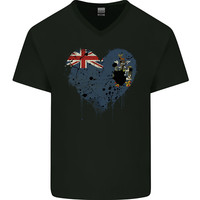 Love Flag South Georgia and Sandwich Islands Mens V-Neck Cotton T-Shirt