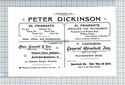 C7419) Preston Peter Dickinson Greenall General Havelock Werbung - 1902 Steckling