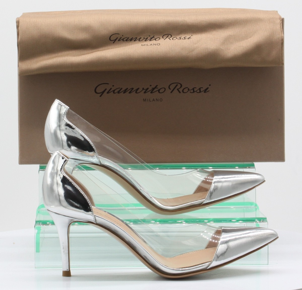 GIANVITO ROSSI PLEXI 70 PUMPS WOMENS HEELS UK EU PVC