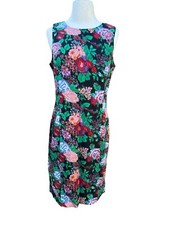 J Crew Sleeveless Floral Shift Dress Colorful Size 8 Flowers Midi Stretch