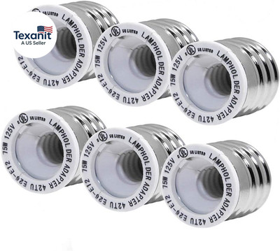 (6-Pack)  E26 E27 to E12 Socket Adapter,Ul Listed Medium Screw E26 to Candelabra