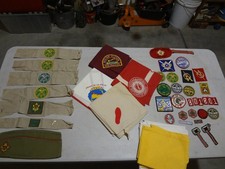 Vintage 1950s-60s Lot of 42, Boy Scout Neckerchiefs, Patches, Badges etc.